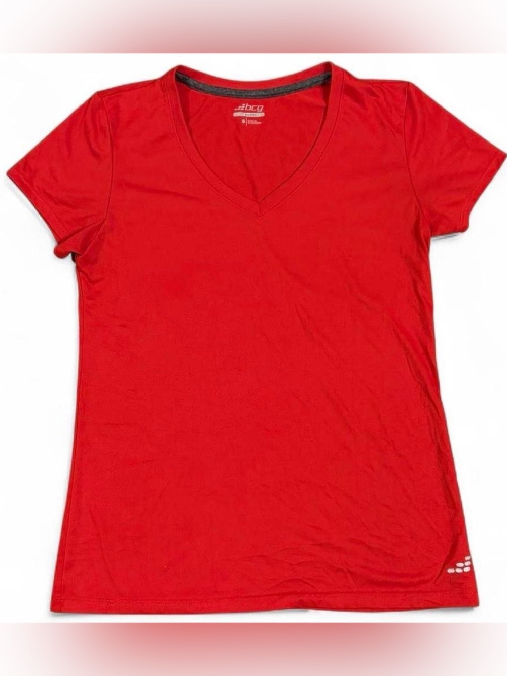 bcg Women’s Red V-Neck Short Sleeve Tee
